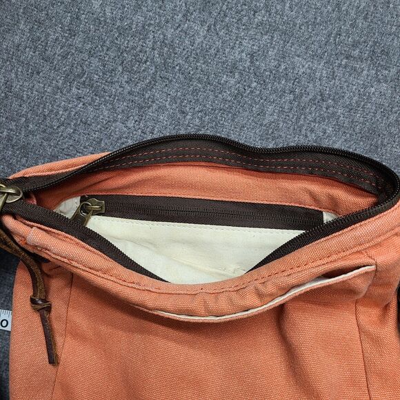 Duluth Trading Co Crossbody Messenger Bag Canvas Orange Zip Pockets Shoulder - Picture 9 of 10